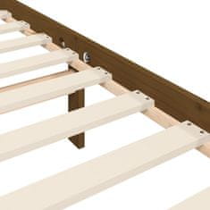 Vidaxl Posteljni okvir z vzglavjem medeno rjav 100x200 cm trden les