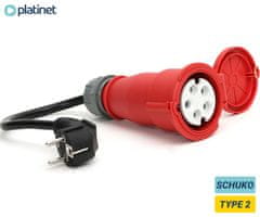 Platinet PEVA30 adapter za EV polnilni kabel, TYPE 2 - SCHUKO