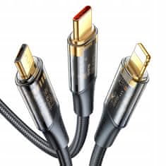 Mcdodo MCDODO 3V1 USB KABEL ZA HITRO POLNJENJE USB-C LIGHTNING MICRO USB 6A 100W 1M