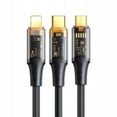 Mcdodo MCDODO 3V1 USB KABEL ZA HITRO POLNJENJE USB-C LIGHTNING MICRO USB 6A 100W 1M