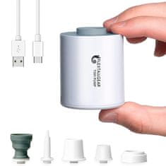 Netscroll Majhna prenosna zračna črpalka za napihovanje, 1300mAh Baterija, USB polnjenje, za napihljive blazine, postelje in vrečke za shranjevanje, žepna zračna črpalka, 5 nastavkov, MiniAirPump