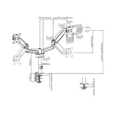 Gembird Nosilec za dva monitorja MA-DA2P-01 17”-32”