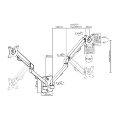 Gembird Nosilec za dva monitorja MA-WA2-01 17”-27”