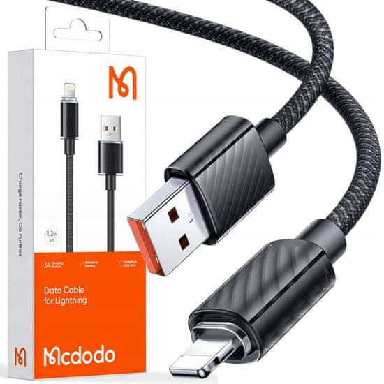 Mcdodo MCDODO POLNILEC LIGHTNING USB KABEL ZA IPHONE 11 12 13 14 PRO 1M ČRN