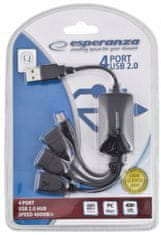 Esperanza USB-vozlišče Esperanza EA114, 3xUSB 2.0, črne barve