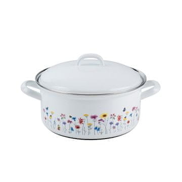 Riess Kozica s pokrovom Flora 18cm / 1,5l / dvojni ročaj / emajl