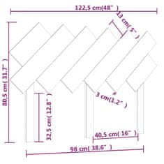 Vidaxl Posteljno vzglavje 122,5x3x80,5 cm trdna borovina