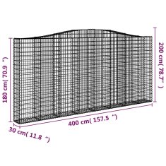 Vidaxl Obokane gabion košare 8 kosov 400x30x180/200cm pocinkano železo