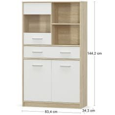 nabbi Trivratna vitrina s predalom Tavir PB-1DRW2D1SC - hrast sonoma / bela