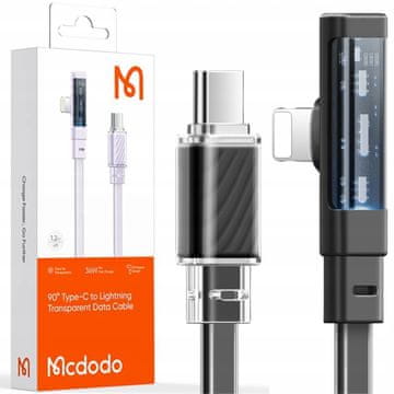 Mcdodo MCDODO KOTNI KABEL USB-C LIGHTNING FLAT 36W ZA IPHONE 12 13 14 BLACK 2M