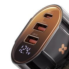 Mcdodo MCDODO MOČAN HITER AVTO POLNILEC METER 3X USB USB-C 100W VODIL