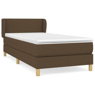 Vidaxl Box spring postelja z vzmetnico temno rjava 90x200 cm blago