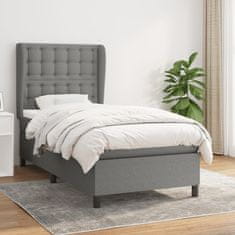 Vidaxl Box spring postelja z vzmetnico temno siva 90x190 cm blago
