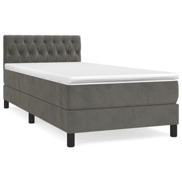 Vidaxl Box spring postelja z vzmetnico temno siva 100x200 cm žamet