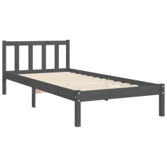 Vidaxl Posteljni okvir z vzglavjem siv 100x200 cm trden les