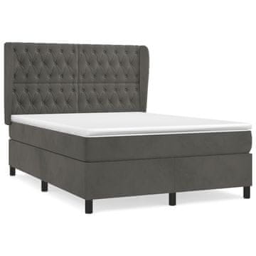 Vidaxl Box spring posteljni z vzmetnico temno siv 140x190 cm žamet