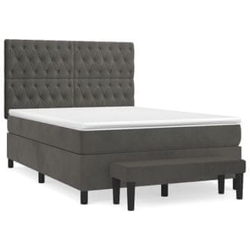 Vidaxl Box spring posteljni z vzmetnico temno siv 140x190 cm žamet