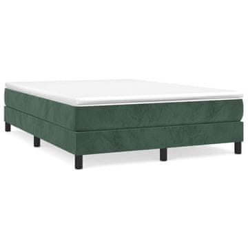 Vidaxl Box spring postelja z vzmetnico temno zelen 140x190 cm žamet