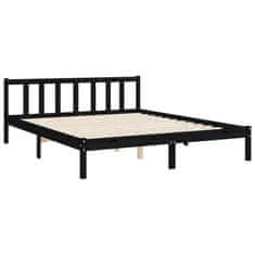 Vidaxl Posteljni okvir z vzglavjem črn 160x200 cm trden les
