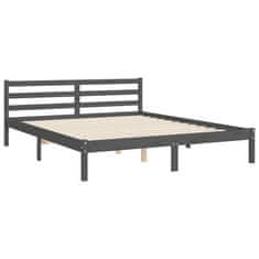Vidaxl Posteljni okvir z vzglavjem siv 160x200 cm trden les