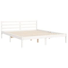 Vidaxl Posteljni okvir z vzglavjem bel 160x200 cm trden les