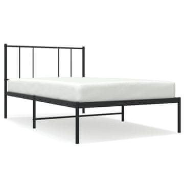 Vidaxl Kovinski posteljni okvir z vzglavjem črn 90x200 cm