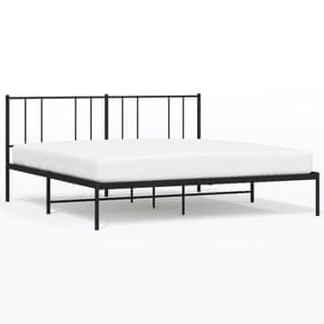 Vidaxl Kovinski posteljni okvir z vzglavjem črn 200x200 cm