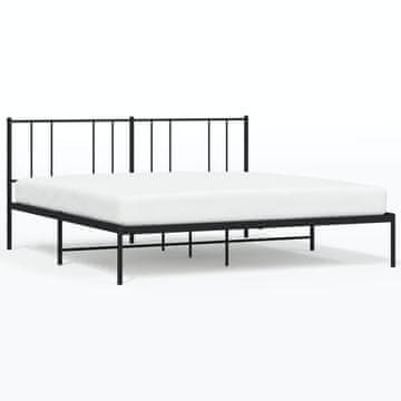 Vidaxl Kovinski posteljni okvir z vzglavjem črn 180x200 cm