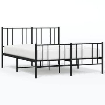 Vidaxl Kovinski posteljni okvir z vzglavjem in vznožjem črn 140x190 cm