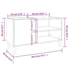 Vidaxl Omarica za gramofonske plošče betonsko siva 84,5x38x48 cm les