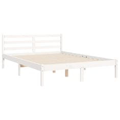 Vidaxl Posteljni okvir z vzglavjem bel 4FT6 trden les