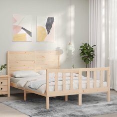 Vidaxl Posteljni okvir z vzglavjem 4FT trden les
