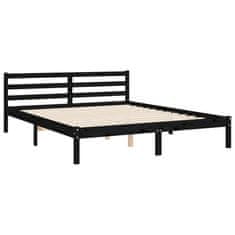 Vidaxl Posteljni okvir z vzglavjem črn 160x200 cm trden les