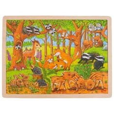Goki Puzzle Otroške živali v gozdu 48 kosov - lesene