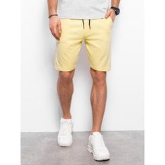 OMBRE Moške športne hlače z obrobami V1 W359 rumene barve MDN122071 XL