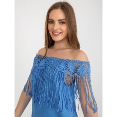 Factoryprice Ženska bluza s čipkastim detajlom DENA modra AT-BZ-1801.87_399025 M-L