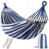 Korbi Velika brazilska dvosedna vrtna hamaka, močna XXL, 200kg, 270x150, modro-bela barva, WZ6