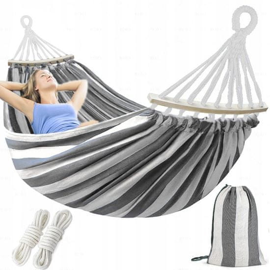 Korbi Velika brazilska dvosedna vrtnarska viseča mreža, močna XXL, 200 kg, 270x150, sivo-bež barva, WZ3