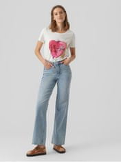 Vero Moda Ženska majica s kratkimi rokavi VMAMALA Regular Fit 10291798 Snow White Heart (Velikost M)