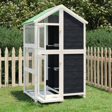Vidaxl vidaXL Ptičja kletka siva 97x81x152 cm masivni borov les
