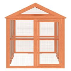 Vidaxl Ograda za male živali rjava 141x94x104 cm trdna borovina