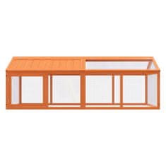 Vidaxl Ograda za male živali rjava 200x112,5x74 cm trdna borovina