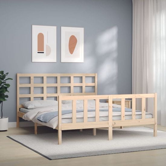 Vidaxl Posteljni okvir z vzglavjem 5FT King Size trden les