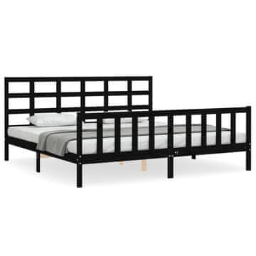 Vidaxl Posteljni okvir z vzglavjem črn 200x200 cm trden les