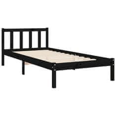 Vidaxl Posteljni okvir z vzglavjem črn 90x200 cm trden les