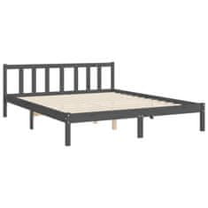 Vidaxl Posteljni okvir z vzglavjem siv 160x200 cm trden les