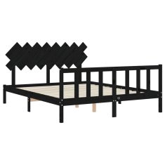 Vidaxl Posteljni okvir z vzglavjem črn 160x200 cm trden les
