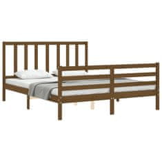 Vidaxl Posteljni okvir z vzglavjem medeno rjav 160x200 cm trden les