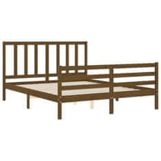 Vidaxl Posteljni okvir z vzglavjem medeno rjav 160x200 cm trden les