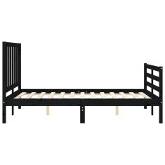 Vidaxl Posteljni okvir z vzglavjem črn 4FT6 trden les